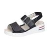 Keilsandalette WALDLÄUFER "H-DINA", Damen, Gr. 6 (39), blau (dunkelblau), Nubukleder, unifarben, klassisch, Schuhe, Klettschuh, Sandale, Sommerschuh in Komfortweite H (= sehr weit)