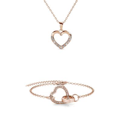 Halsketten-Set mit verschlossenem Herz – Roségold und Kristall Image