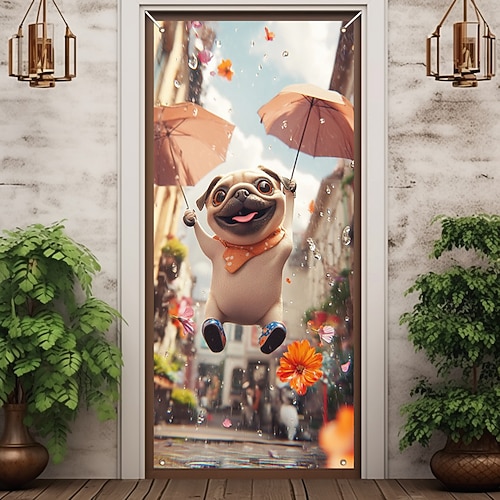 Humorvolle Tier tanzende Türdekorationen Türüberzüge Türteppich Türvorhang Dekoration Hintergrund Innen/Außen Türbanner für die Vorderseite des Hauses Image