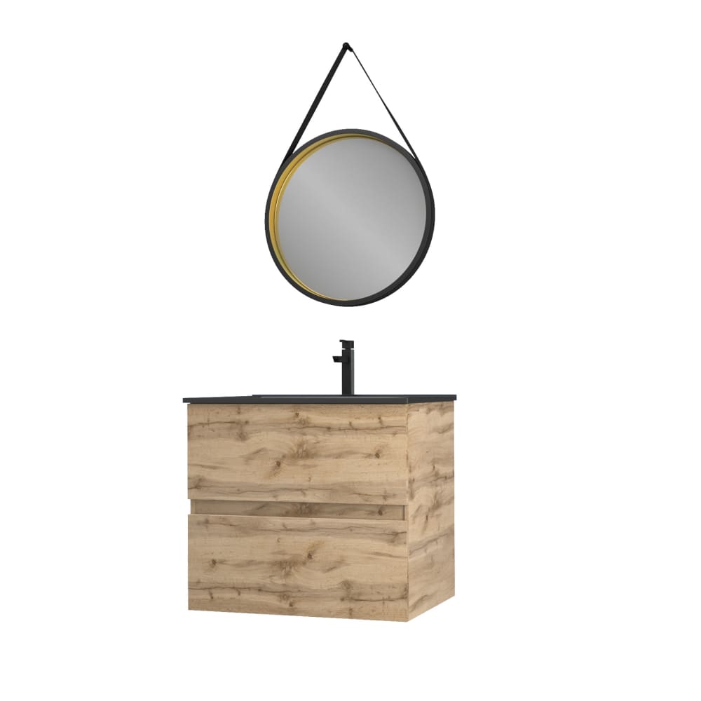 Meuble de salle de bains effet bois marron avec miroir 45x60x54cm