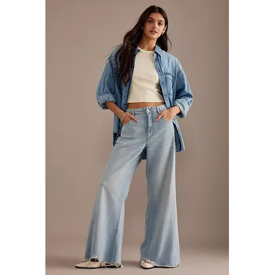 Pilcro Ella Mid-Rise Frayed Relaxed Jeans
