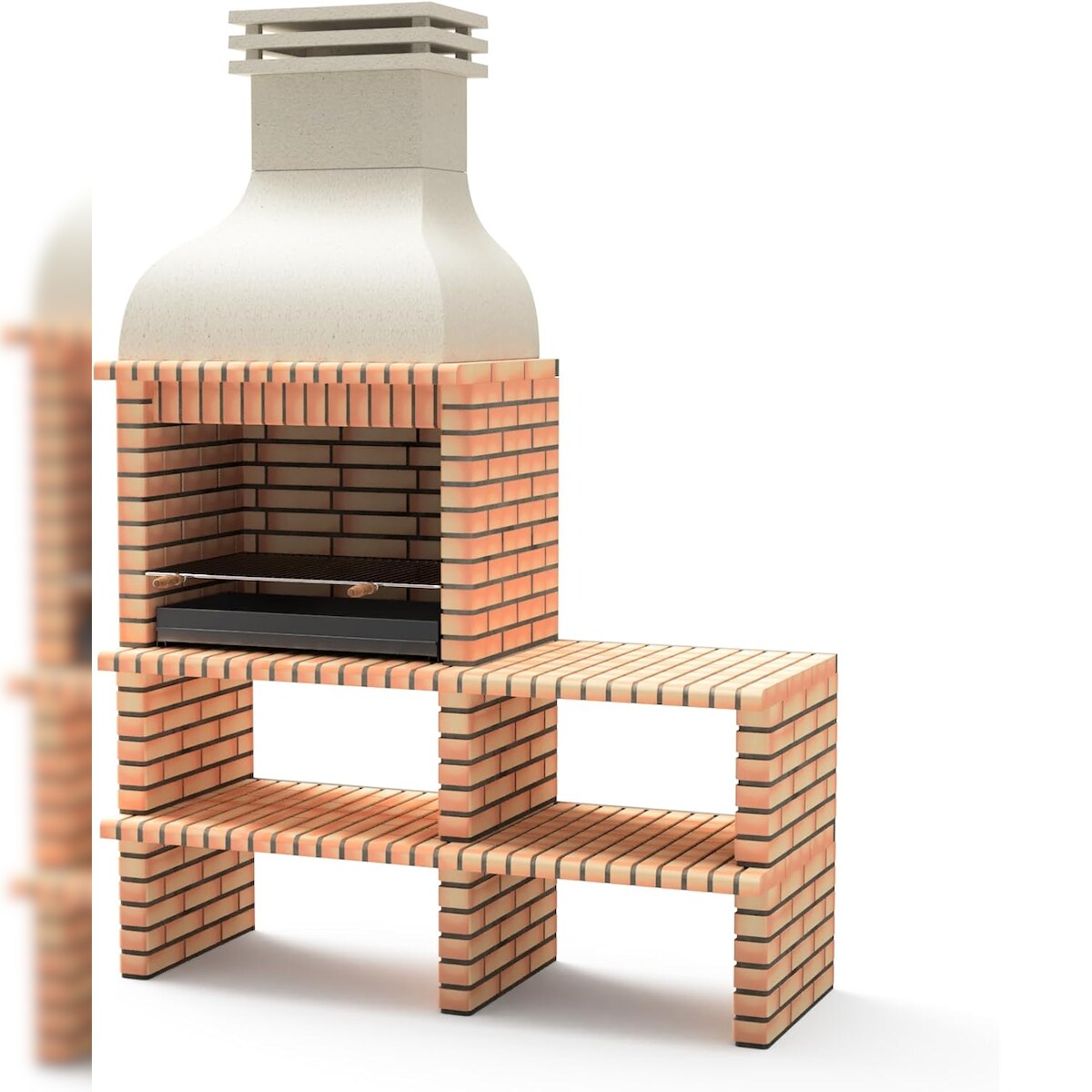 MAESTRO FERRETERO MF - Gartenkamin Benhaddou Plus mit Seitenablage & Grillrost (Orange/Beige - 178x70x262 cm) REF: M01031 - Für den Außenbereich. Image