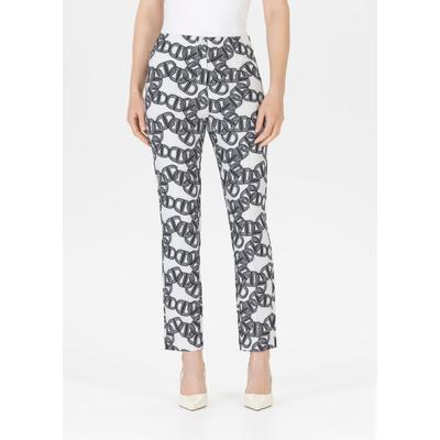 Stoffhose STEHMANN, Damen, Gr. 44, N-Gr, schwarz (schwarz,900), Web, Obermaterial: 88% Polyester, 12% Elasthan, gemustert, casual, lang, Hosen, mit grafischem Muster Image