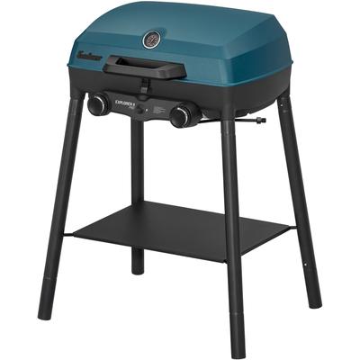 Gasgrill ENDERS "Campinggrill Explorer II PRO", schwarz, blau, B:59cm H:78cm T:48cm, Grills, robustes Gehäuse und Garhaube aus langlebigem und leichtem Aluguss Image