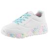 Sneaker SKECHERS "UNO LITE-LOVELY LUV", Kinder, Gr. 32, bunt (weiß, türkis, rosa), Lederimitat, Textil, kontrastfarbene Details, sportlich, Schuhe, Schnürschuh mit bedruckter Sohle, Größenschablone zum Download