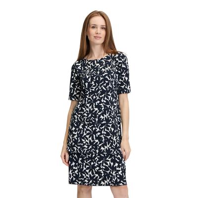 Sommerkleid BETTY BARCLAY "Betty Barclay Stufenkleid kurzarm", Damen, Gr. 36, Normalgrößen, blau (dunkelblau, weiß), Obermaterial: 95% Polyester, 5% Elasthan. Futter: 100% Polyester., feminin, gerade kurz, Rundhals, Halbarm, Kleider, Druck Image