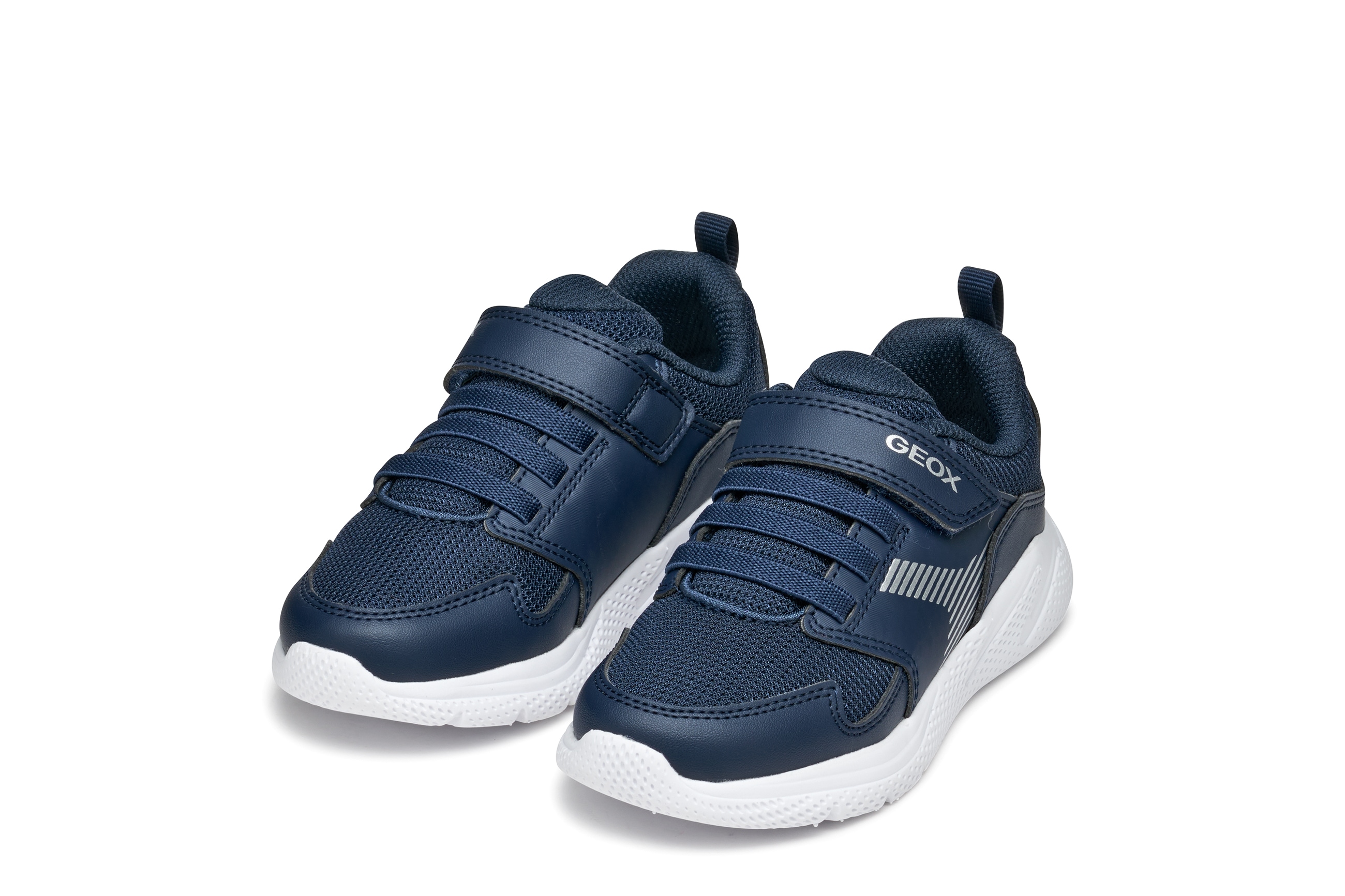 Sneaker GEOX "J SPRINTYE BOY", Damen, Gr. 32, blau (navy), Synthetik, Textil, Schuhe Sneaker, Freizeitschuh, Klettschuh im Casual Look