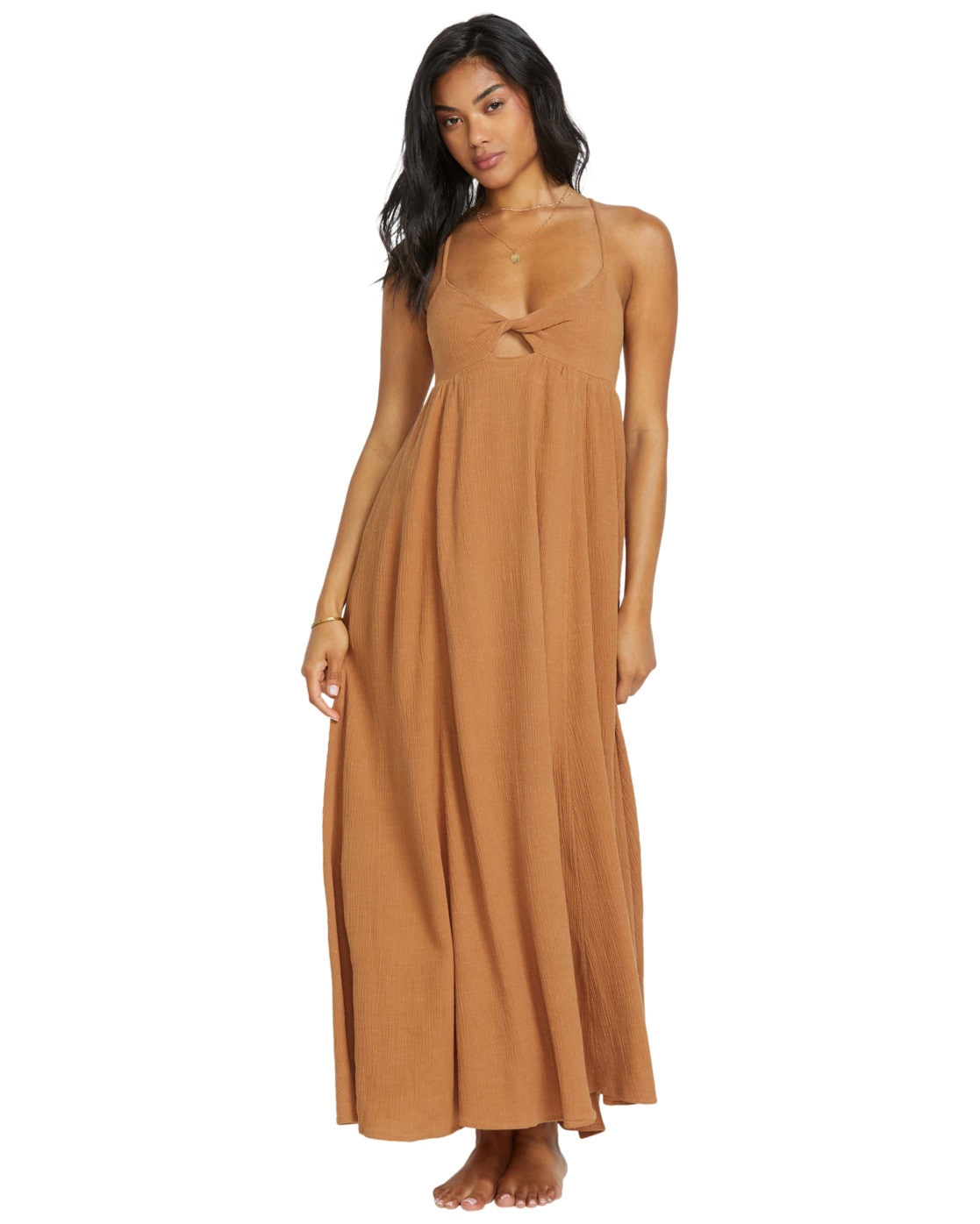 Maxikleid BILLABONG "Modern Love", Damen, Gr. S, US-Größen, beige (doeskin), 55% Baumwolle 45% Viskose, Kleider Maxikleid