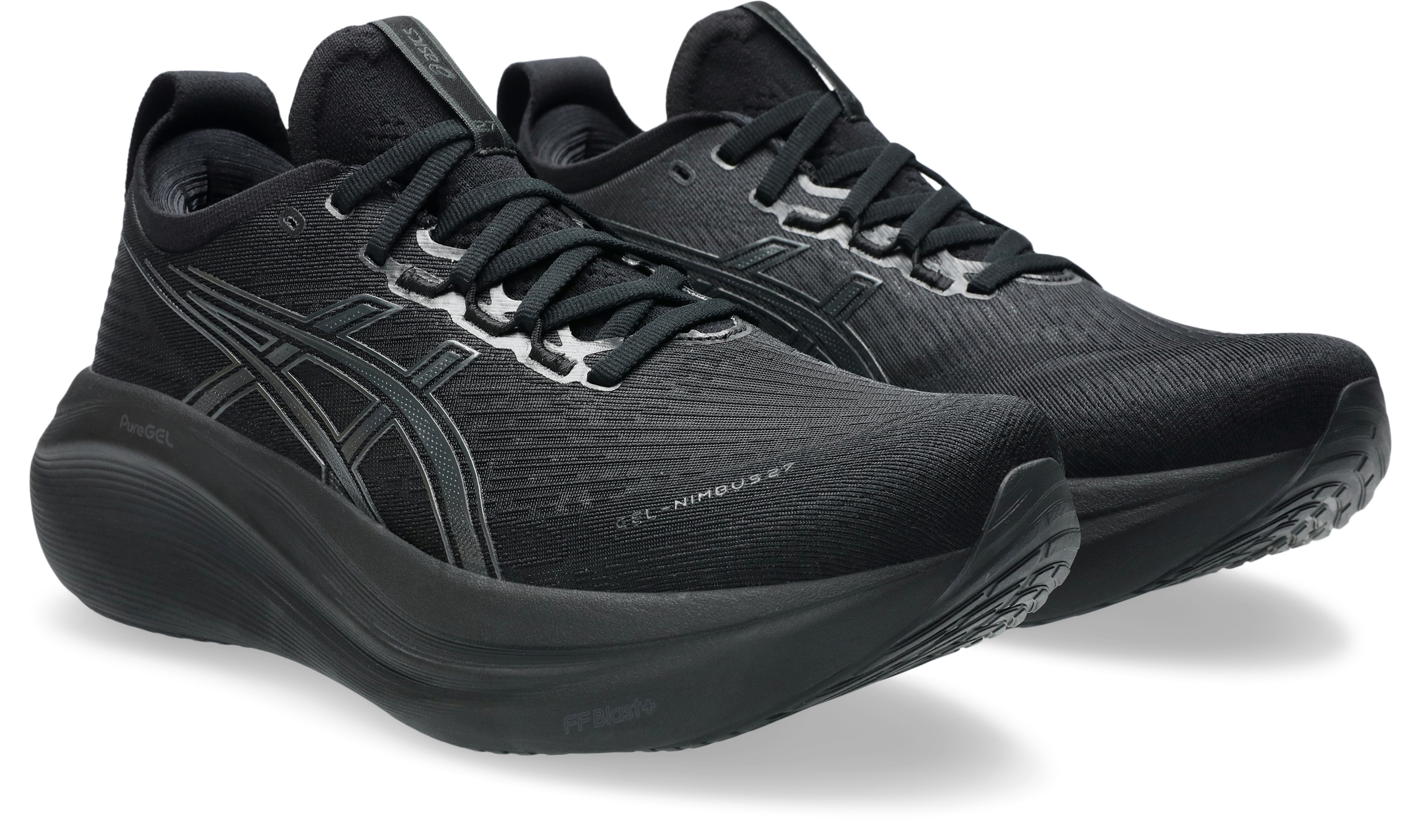 Laufschuh ASICS "GEL-NIMBUS 27", Herren, Gr. 44,5, schwarz (schwarz, graphite grau), Textil, Schuhe Laufschuh