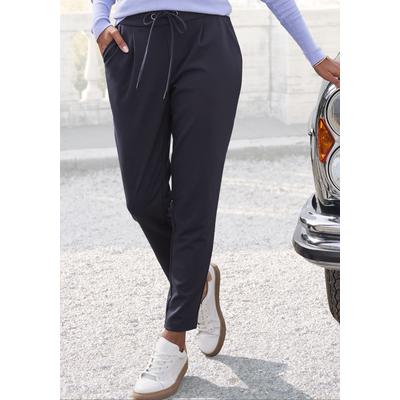 Schlupfhose LASCANA, Damen, Gr. 44, N-Gr, blau (marine), Jersey, Obermaterial: 86% Polyester, 10% Viskose, 4% Elasthan, unifarben, casual, figurumspielend knöchellang, Hosen, mit Taschen, Jogginghose, elegant-sportlich, Jerseyhose, Topseller Image