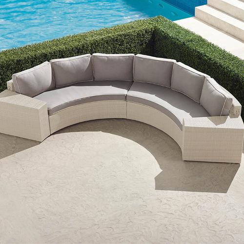 Pasadena II 4-pc. Modular Sofa Set in Ivory Wicker - Sunbrella Rain, Rain Air Blue - Frontgate