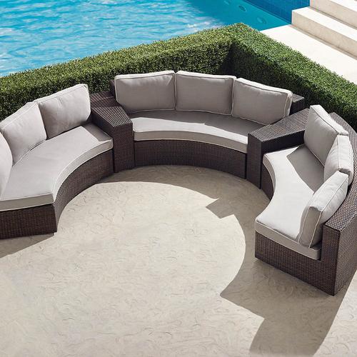 Pasadena II 5-pc. Modular Sofa Set in Bronze Wicker - Quick Dry, Sailcloth Aruba - Frontgate