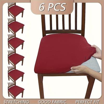 TEMU 6pcs Solid Color Brushed High Chair Cover, And Comfortable Chair Seat Cover, Dust-proof And Dirt-resistant Chair Slipcover, Suitable For Dining Chair Office Home Decor