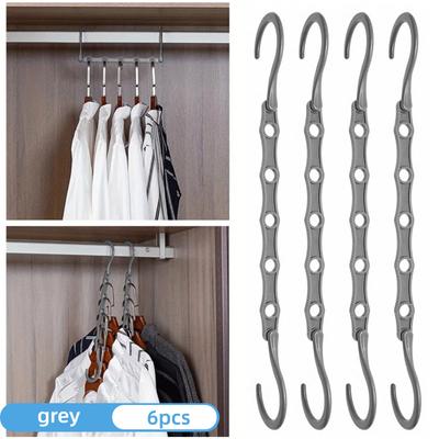 TEMU 6 Pack Magic Hangers - Ultra- Closet Space Saver - Effortlessly Organize With Multi-functional Sturdy Plastic Hangers - Storage, Ideal For Coats & Dresses