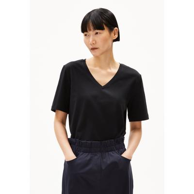 LUALAA V-NECK - Frauen Regular Fit T-Shirt - schwarz (Größe: S) Image