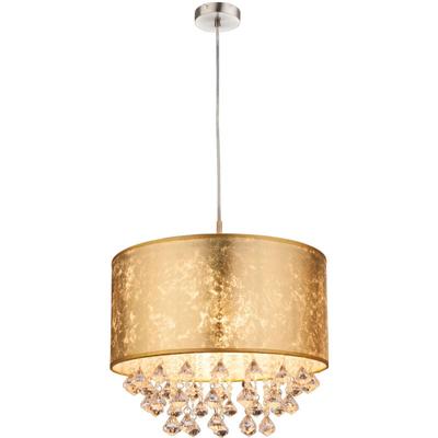 Globo Lighting - led Hängeleuchte Textil gold Pendelleuchte Kristalle klar Esszimmer Image