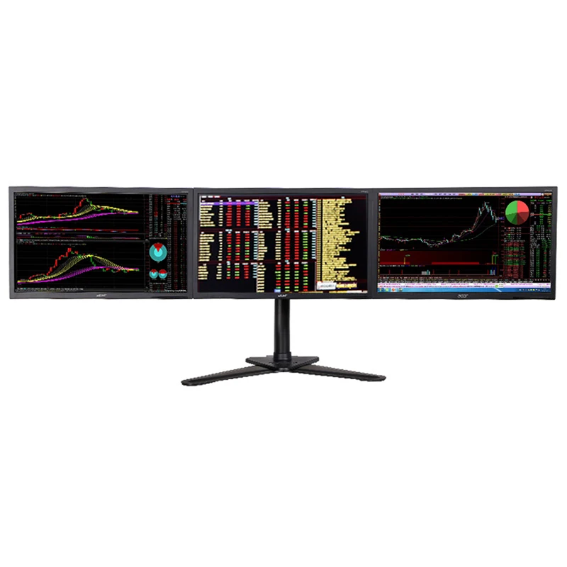 Desktop-Dreifach-LCD-Monitor mit drei Sechskantarms, Monitorhalterung, verstellbar, 3 Bildschirme, passend für 10–27 Zoll maximale Unterstützung 10 kg MONITOR HOLDE Image
