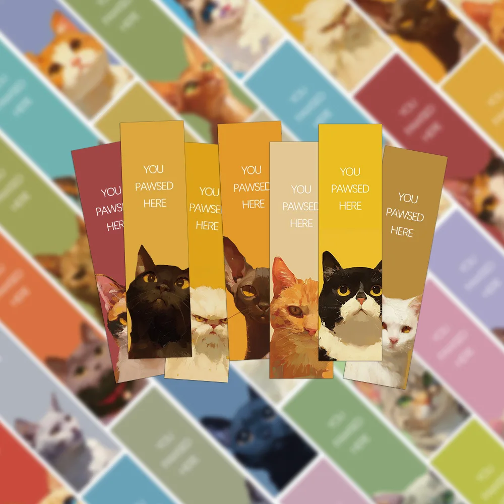 30-teiliges Katzen-Lesezeichen-Set, kreative Seitenmarkierungen für Studenten, DIY, wasserdicht, handgefertigt, kommentierte Papierkarten-Dekorationen für Bücher Image