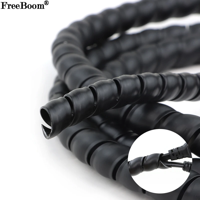 1 ~ 10 m Line Organizer Rohrdrahtschutz Schwarz 8 ~ 35 mm Kabelhülsenabdeckung Schutz Langlebiges flexibles Spiralwickel-Wickelrohr Image