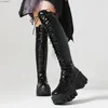 Plateaus tiefel Frauen kniehohe gotische schwarze Lederschuhe Madden Girls süße Cosplay hohe Stiefel