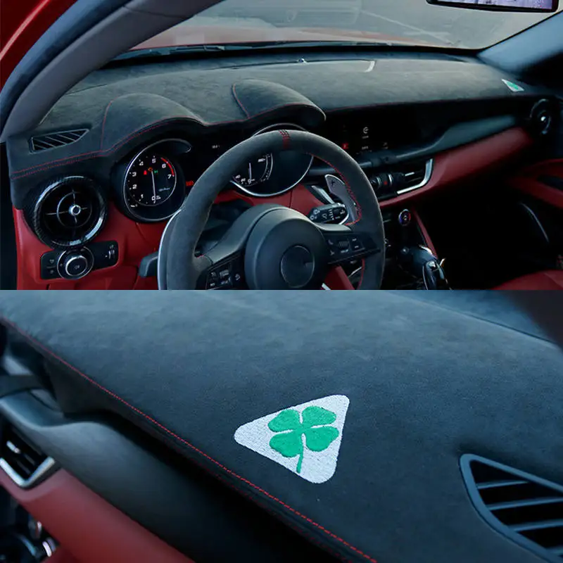 Custom in Alcantara Auto-Armaturenbrett-Abdeckung für Alfa Romeo Stelvio 2018–2020, Matte, Schatten, Kissen, Teppiche, DIY-Innenraum, Auto-Styling Image