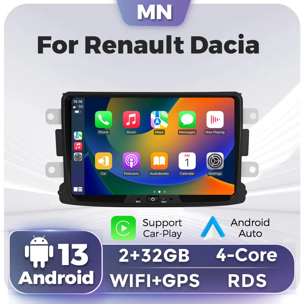 8 Zoll Touchscreen 2din Android Auto Stereo für Renault Dacia Duster Sandero Lodgy Dokker Wifi Autoradio GPS Multimedia Carplay intelligente systeme für autos carplay carplay für auto autoradio Image