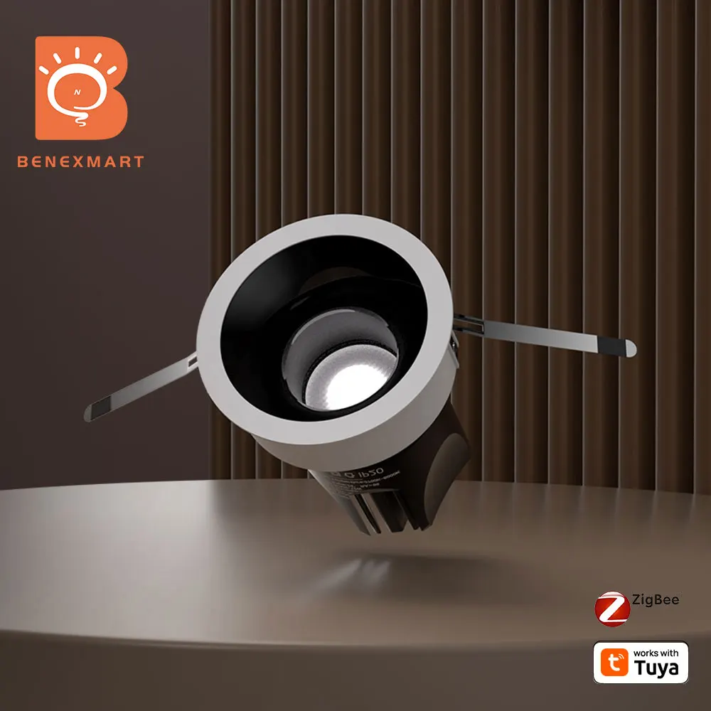 Zigbee Smart LED-Strahler Blendfreie Dimmbare Deckenleuchte Kompatibel mit Tuya Smart Life App 12W Runde Einbauleuchte Winkelverstellbar