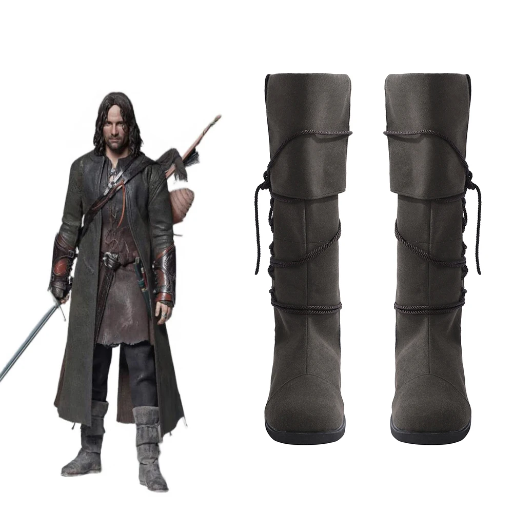 Aragorn Cosplay Stiefel Film Kostüm Für Männer Retro Punk Herr Schuhe Halloween Karneval Party Hunter Disguise Requisiten