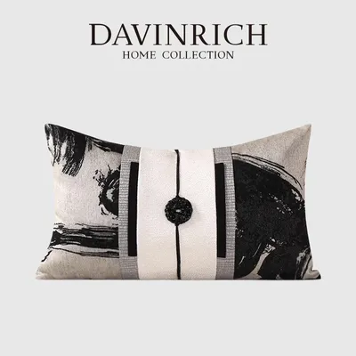 DAVINRICH Moderner abstrakter neuer chinesischer Stil, Landschafts-Tintenakzent-Kissenbezug, Image