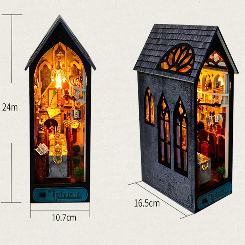 Buchecke Regaleinsatz Casa Miniatur Puppenhaus Kit Spielzeug Zuhause Puppenhaus Buchstützen Möbel Holz Bücherregal Geburtstagsgeschenke Neu