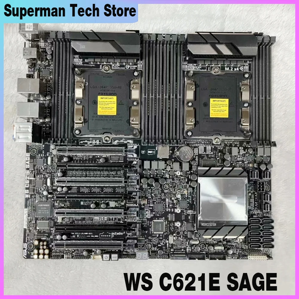 WS C621E SAGE Für ASUS Zwei-Wege-Server-Workstation-Motherboard C621 LGA 3647, unterstützt Xeon, hohe Qualität, vollständig getestet, schneller Versand Image