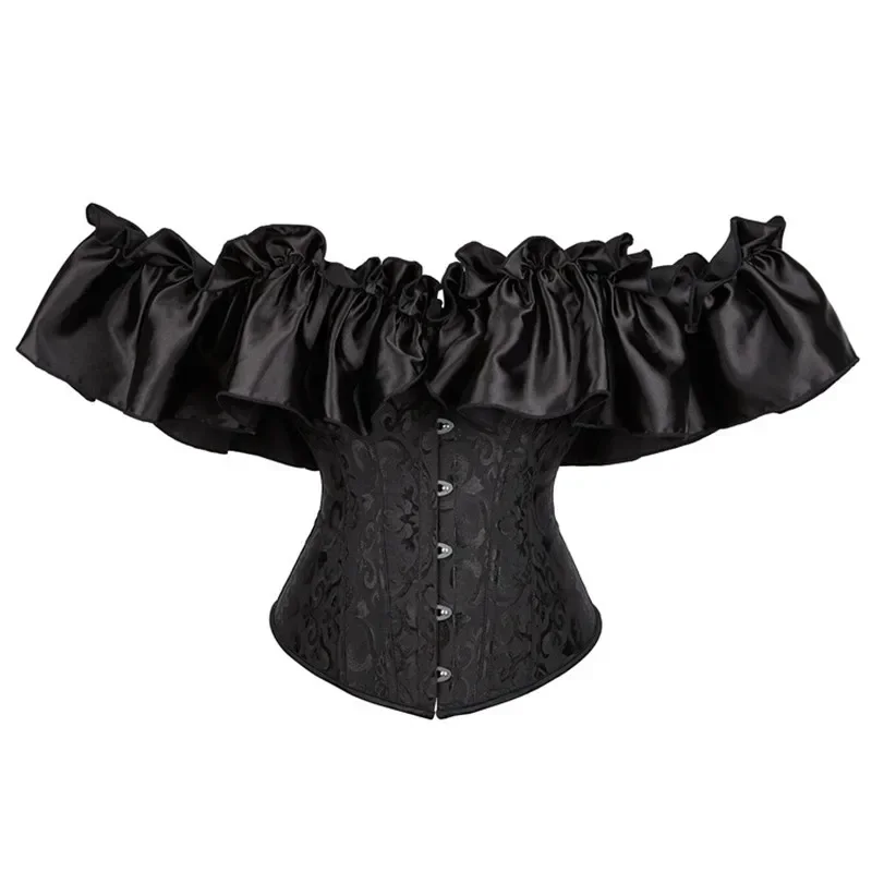 Rüschen ärmel Über brust Korsett Top plus Größe Frauen Bustier Body Shape wear schnüren Blumen Dessous Vintage Victorian Image