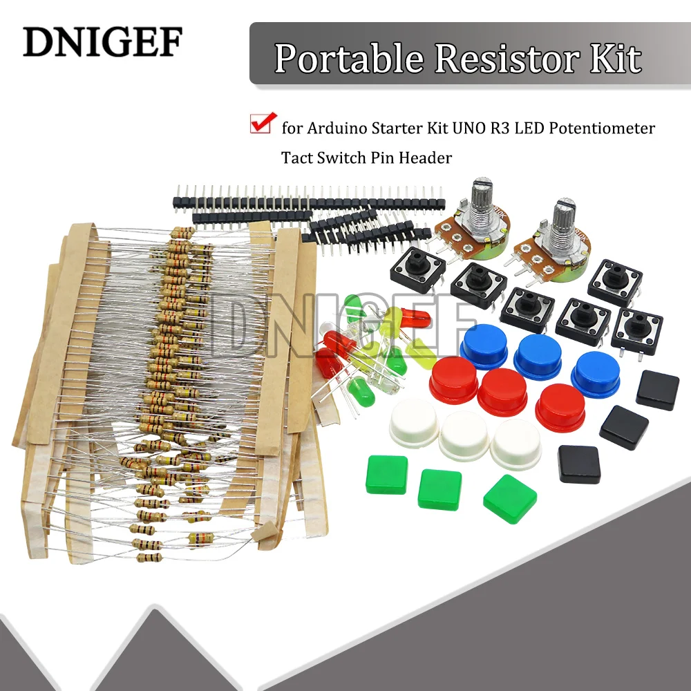 Tragbares Widerstands kit praktisch für Arduino Starter Kit uno r3 LED Potentiometer Taktsc halter Pin Header Image
