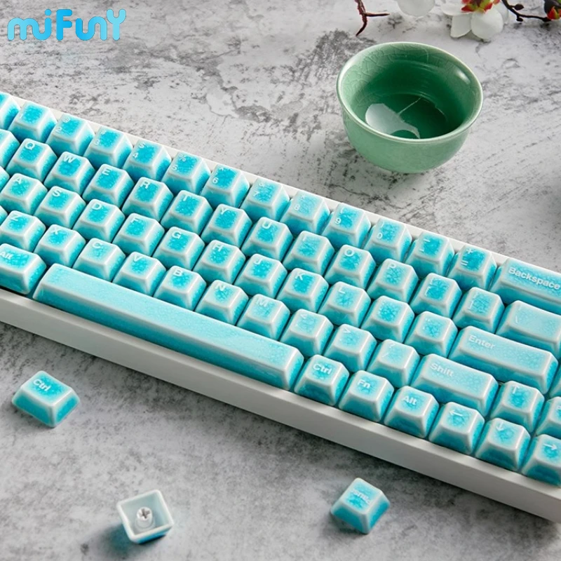 Keramik-Tastenkappe, Charakterbereich, glatte, glasierte Oberfläche, durchscheinende Kirschprofil-Tastenkappen für mechanische Tastatur, Zubehör, Geschenk Image