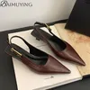 Sexy Spitz Mid Heels Sandalen Frauen Schuhe Slingback Sommer 2025, Trend Kleid Leder Pumpen Neue Elegante Party Alias Mujer