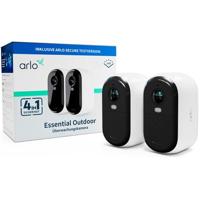 ARLO Überwachungskamera "Essential Outdoor Camera 2er Pack", schwarz-weiß (schwarz, weiß), B:5,3cm H:9,33cm T:5,93cm, Überwachungskameras Image