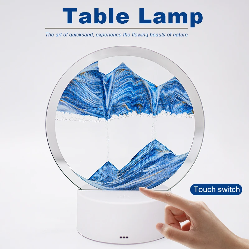 Desktop LED Tischlampe Touch Switch Fließender Sand Malerei Schreibtischlampe USB Lade Batterie RGB Buntes Nachtlicht Schlafzimmer Geschenk