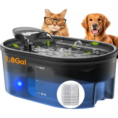 7L Ultra-leiser Hundewasserbrunnen für große Hunde mit 4er-Pack Filtern, 5-lagige Filtration, Image