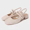 2025 sommer Luxus Marke Frauen Mary Jane Schuhe Schnalle Licht Stoff Low Heels Große Größe Damen Pumps Elegante Weibliche Schuhe