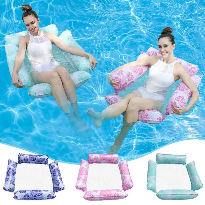 Schwimmen Float Sitz Wasser Spielzeug 4-Röhren Aufblasbare Wasser Hängematte PVC Sommer Pool Party Wasser Spielzeug mit Net Basis Lounge stühle Image