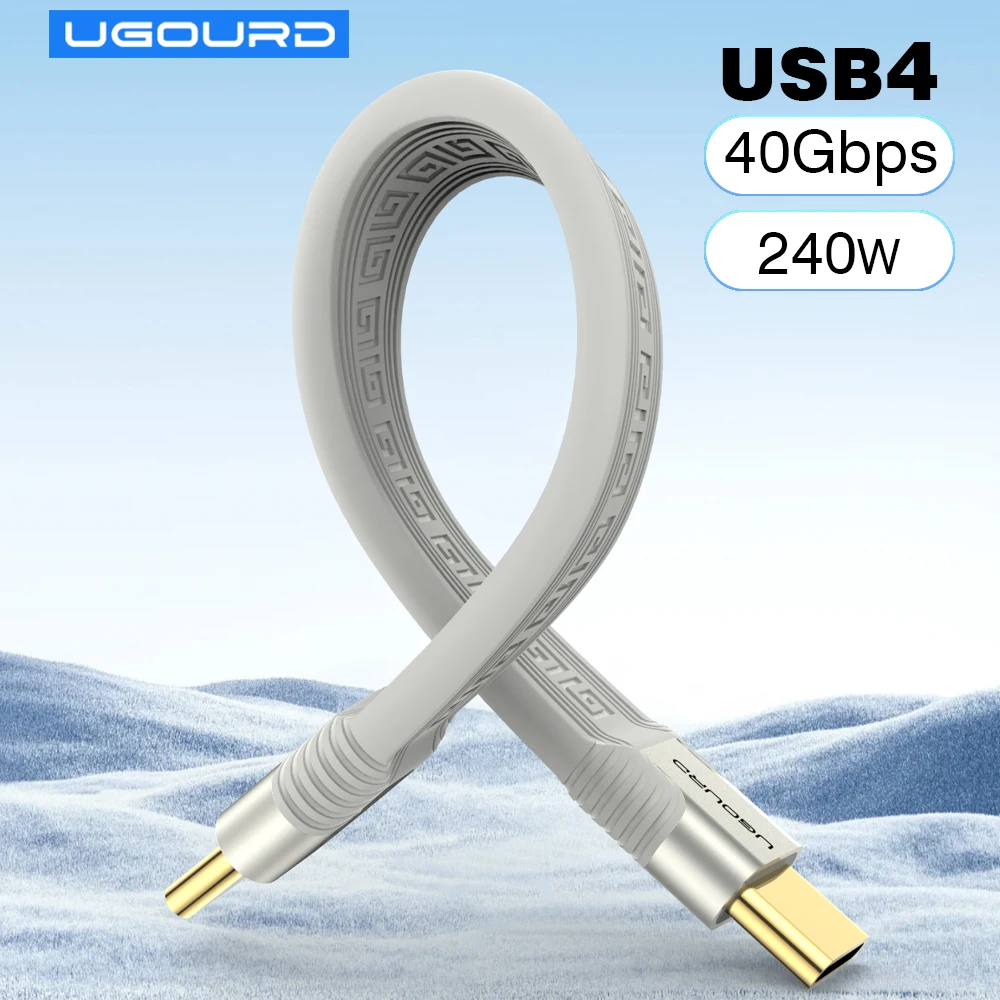 UGOURD Kurzes USB4-Datumskabel, USB-C-Thunderbolt-4-Kabel, 40 Gbit/s, Typ C auf C PD, 240 W, Schnellladekabel 8 K für HDD, eGPU-Powerbank Image