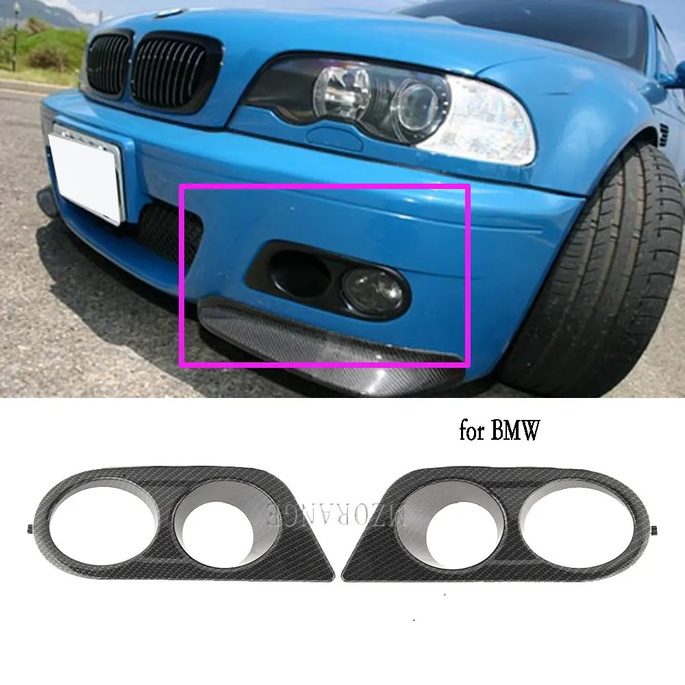 Carbon Fiber Nebel Licht Abdeckung für BMW E46 M3 2001-2006 Glänzend Schwarz Nebel Lichter Grill Rahmen Umgibt Luft kanal Nebel Lampe Haube Image