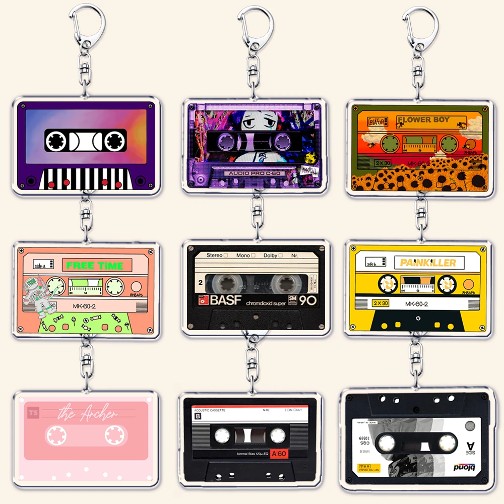 Nostalgie 80er Jahre Vintage Kassettenband Schlüsselanhänger für Zubehör Tasche 90er Jahre Musik Mixtape Schlüsselanhänger Schmuck Old School Friends Geschenke Image