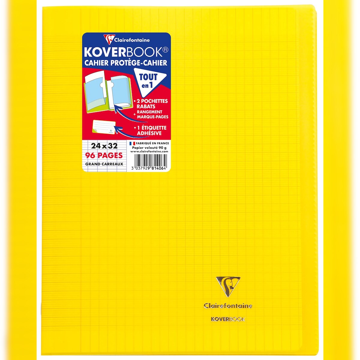 Clairefontaine 10x Koverbook, Heft 24x32 cm 48 Blatt 90g, französische Lineatur Seyès, Einband aus transparentem Polypropylen - Gelb 981406C Image