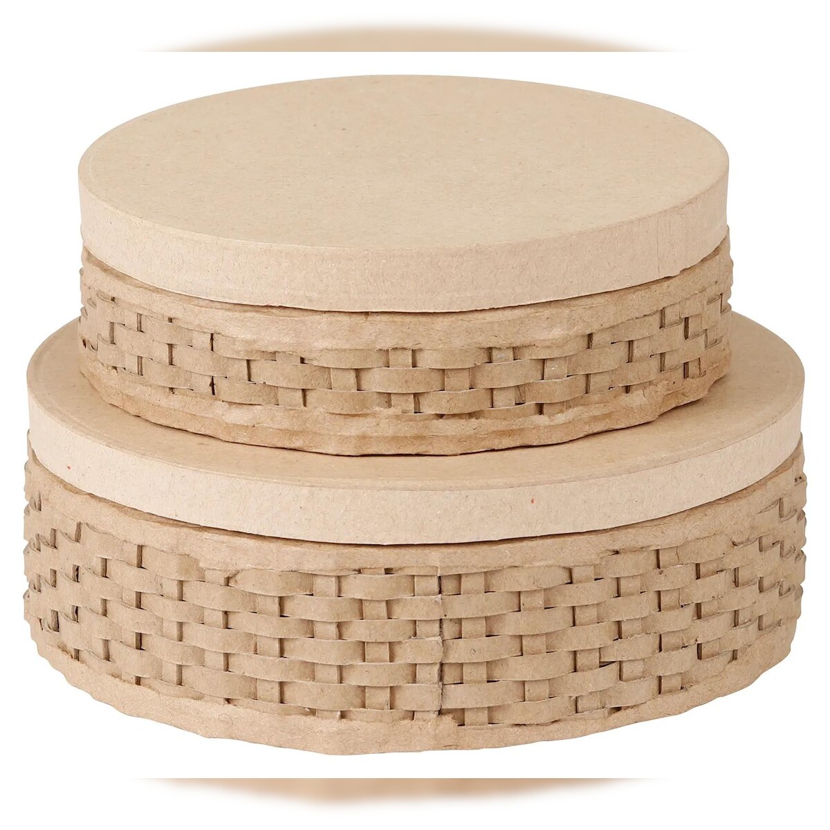 Décopatch Braunes Pappmaché, Set mit 2 runden geflochtenen Boxen - Kartonbraun BTS082C Image