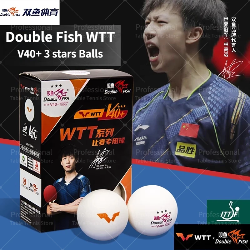 Balle de Tennis de Table Double Fish WTT 3 étoiles (ballon officiel WTT) balles de Ping-Pong 3 étoiles originales Double Fish intégrées ITTF