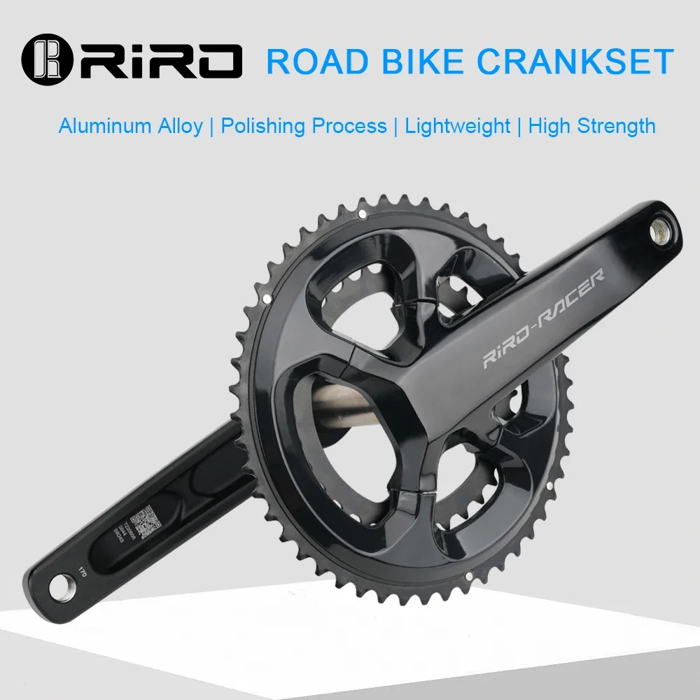RIRO RACER R8 Guarnitura per bici da strada Ruota di catena ultraleggera 170mm 50-34T Pioli Pignoni Guarnitura per bici pieghevole integrata cava