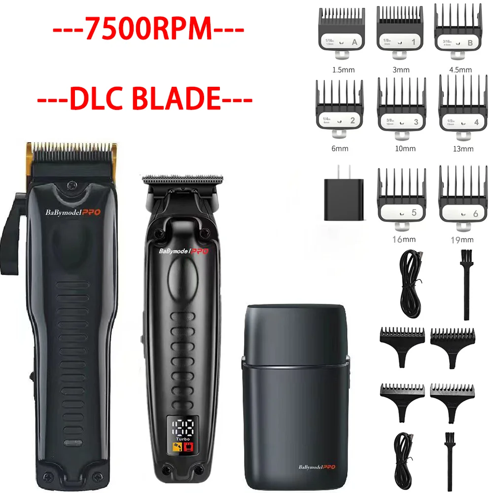Babymodel PRO Barbiere professionale da uomo Parrucchiere Tagliacapelli Trimmer Set di rasoi 7500 giri/min Potente motore Lama in lega DLC