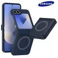 Custodia per telefono originale di lusso per Samsung Galaxy Z Flip 6 5 4 3 per anello di ricarica wireless Magsafe copertura cerniera magnetica antiurto