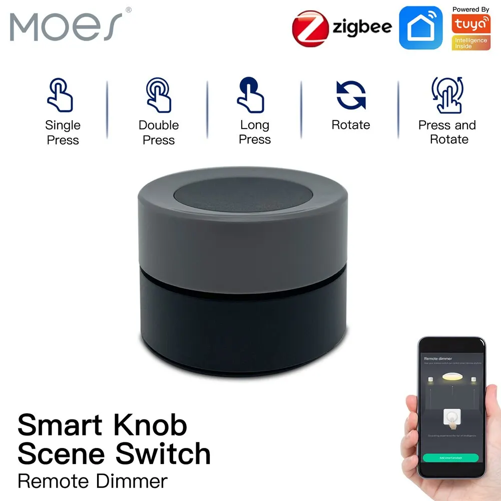MOES Tuya ZigBee Interruttore a manopola intelligente Interruttore di scena wireless Controller di pulsanti Scenario di automazione alimentato a batteria App Smart Life
